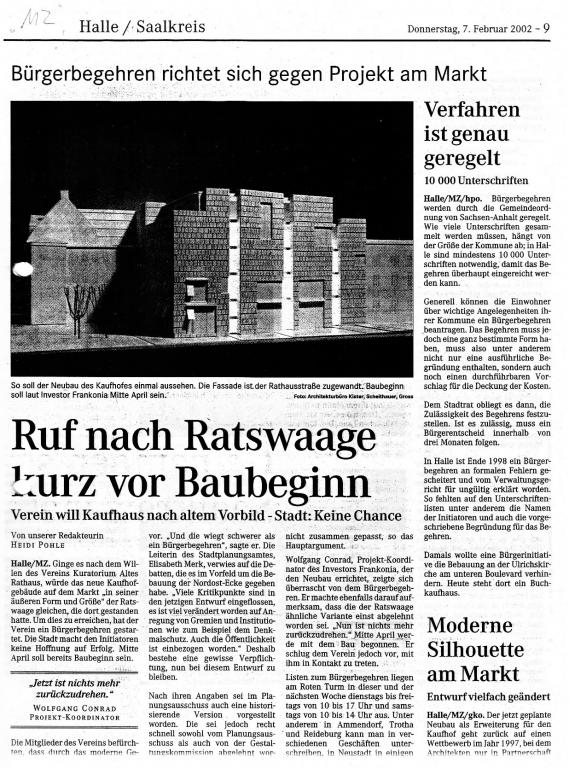 Ruf nach Ratswaage kurz vor Baubeginn (MZ)