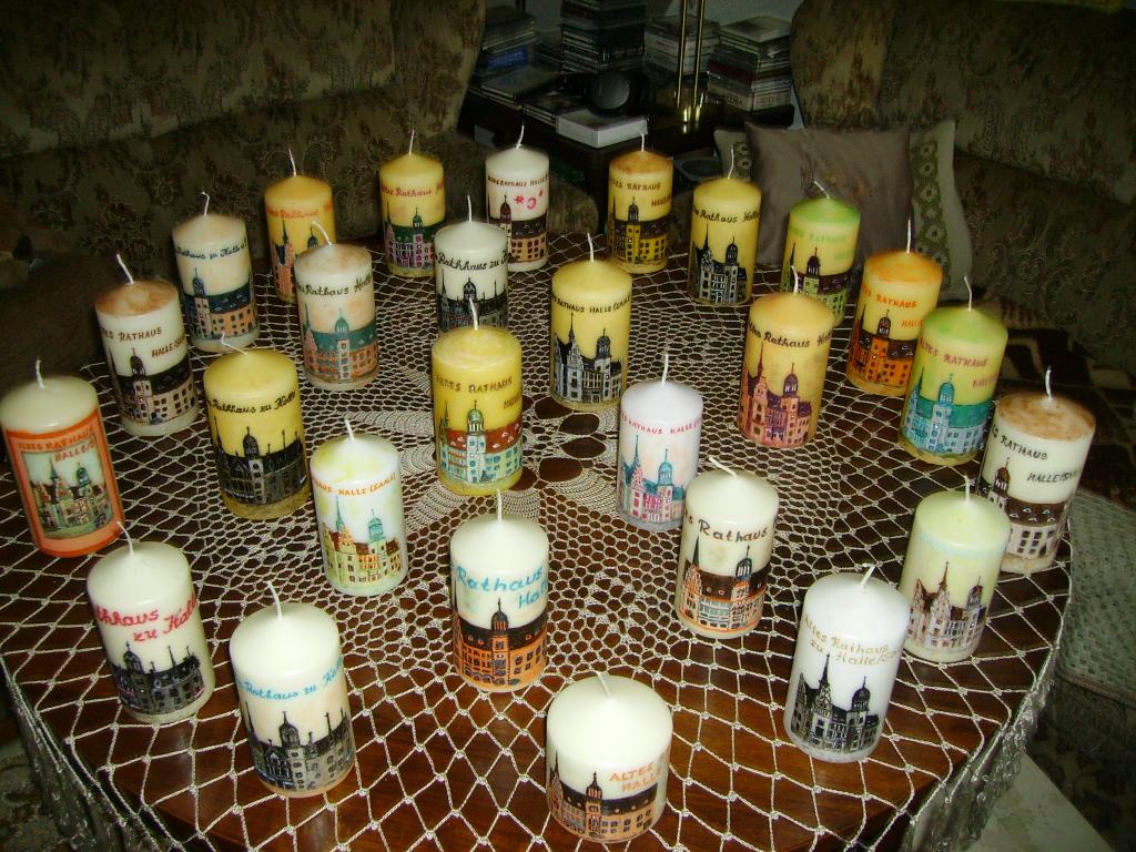 Handbemalte Kerzen "Altes Rathaus" zum Lichterfest